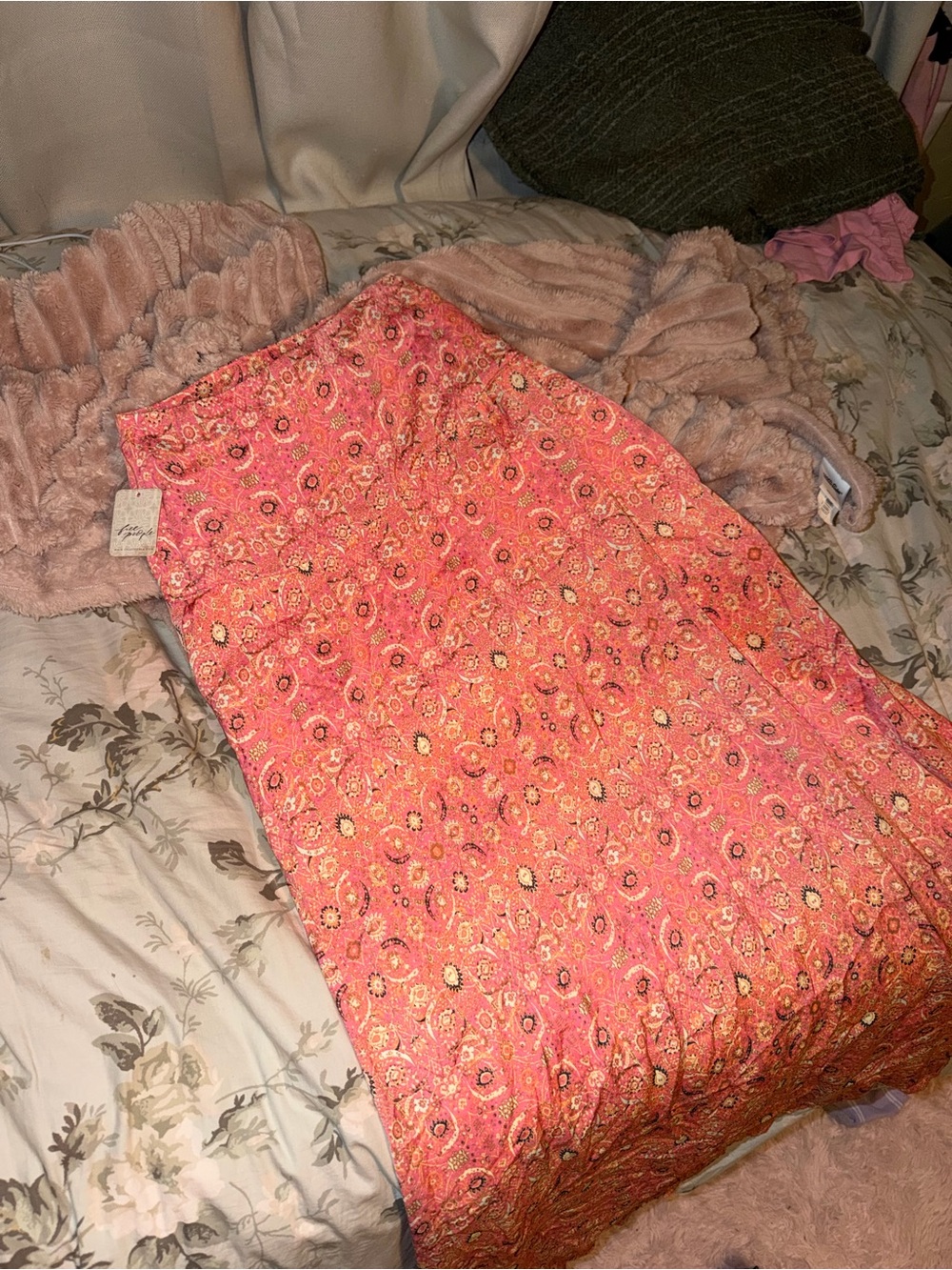 Free People Pink Floral Maxi Skirt